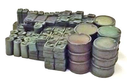 Mixed load of Oil Cans, Oil Drums and mixed Fuel Cans designed as a load for most British 3ton GS...