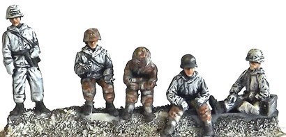 Infantry figures in winter clothing with weapons